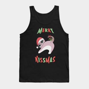 Merry Kissmas Cat Butt Christmas Mistletoe xmas funny Tank Top
